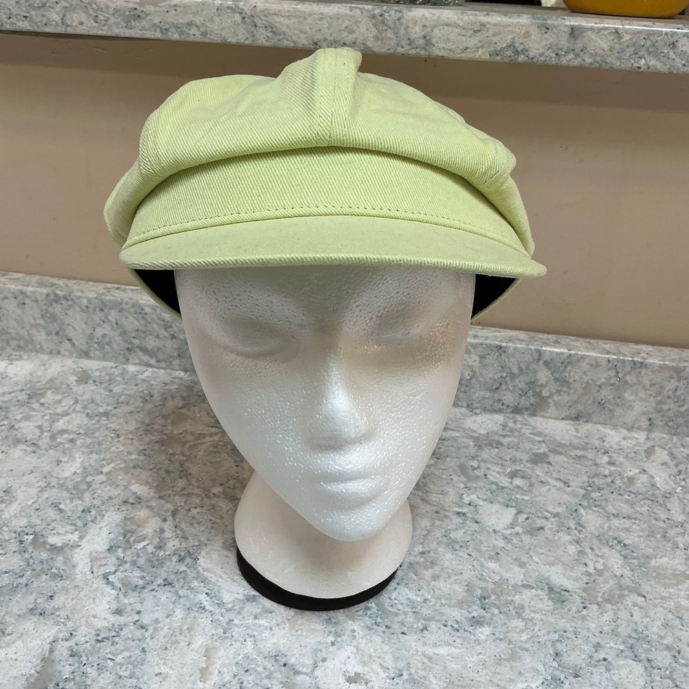 POL Newsboy Cap HAT89 One Size Lime Green Cotton Twill Paneled Baker Boy Hat